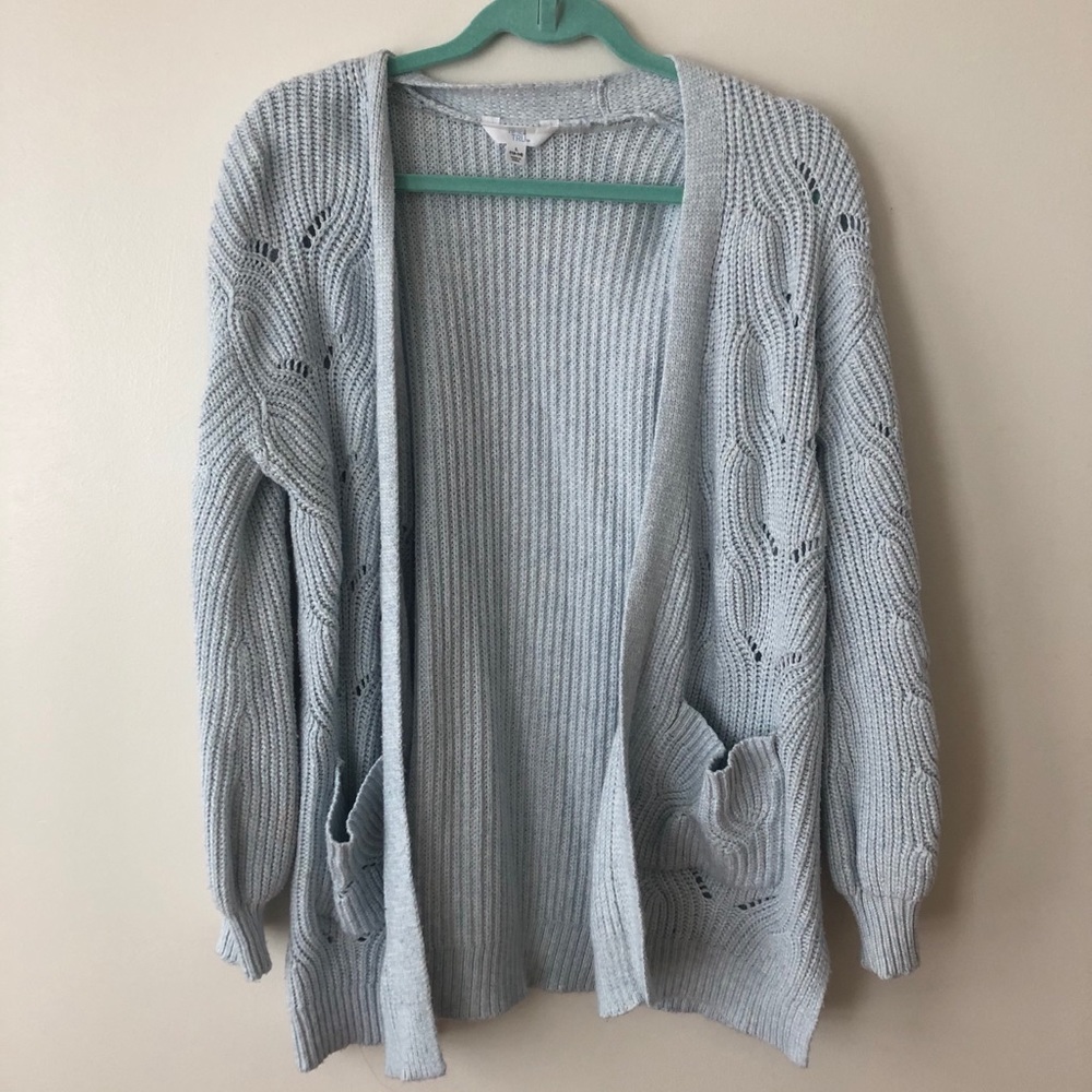Time and Tru pointelle light blue cardigan